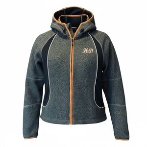 Harley Davidson Zip Hoodie Womens M Fitted Performance Jacket Black Orange